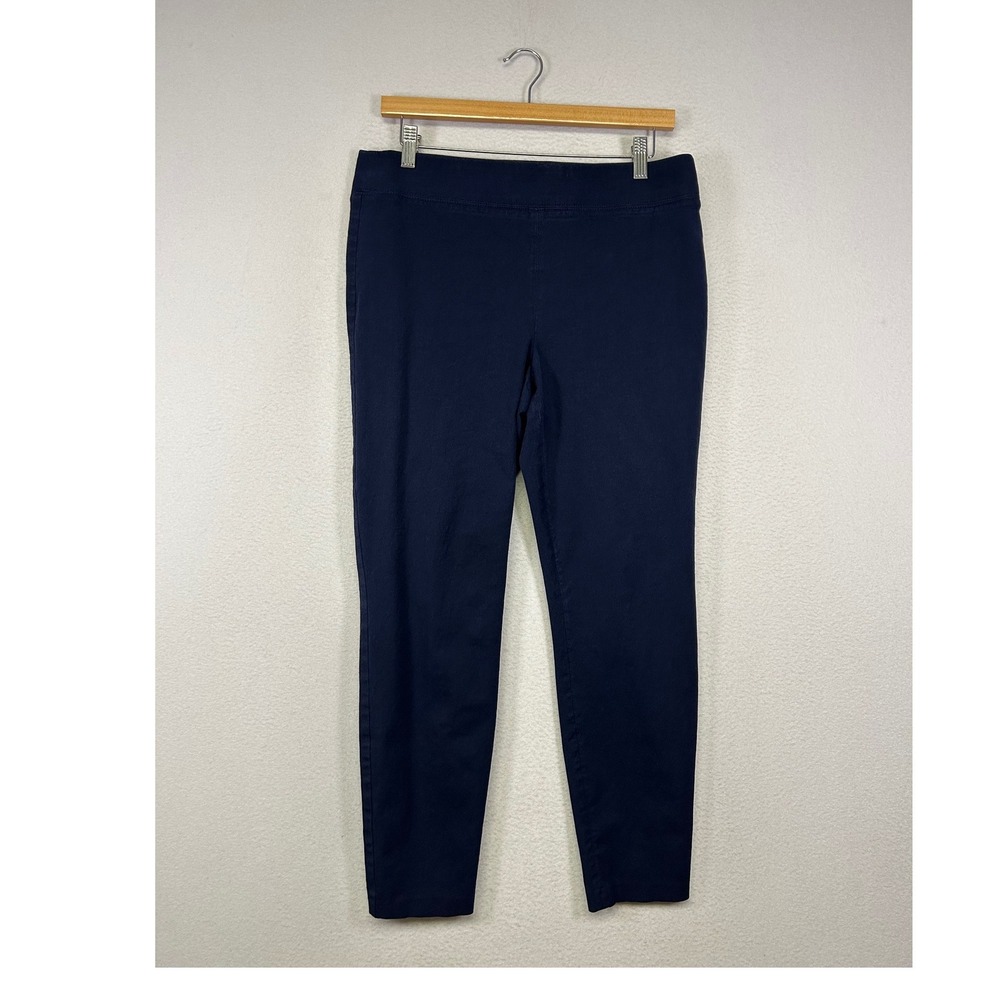Classic Career Talbots Women 10 Navy Blue Skinny Ankle Pull On Stretch Pants‎